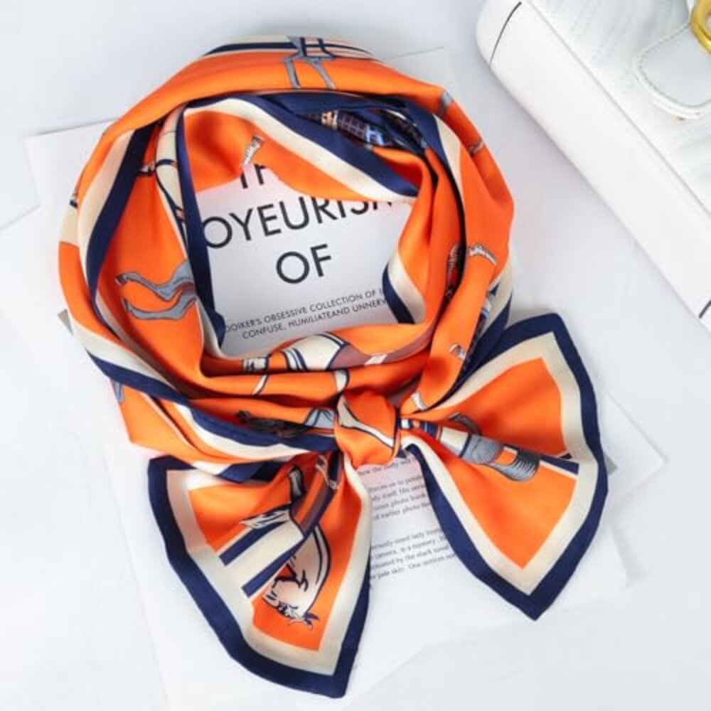Satin Silk Scarf Elegant Multi-Function Head Wrap… - image 7